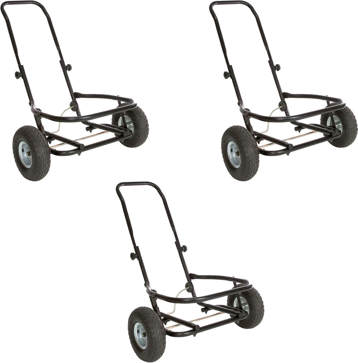 Miller 3-Pack Muck Cart Utility Wagon, 70-Quart Tub Compatible, 350-Pound Capacity – Foldable Two-Wheel Farm & Ranch Transport with Adjustable Handle, Pneumatic Tires, and Kickstand, CA500