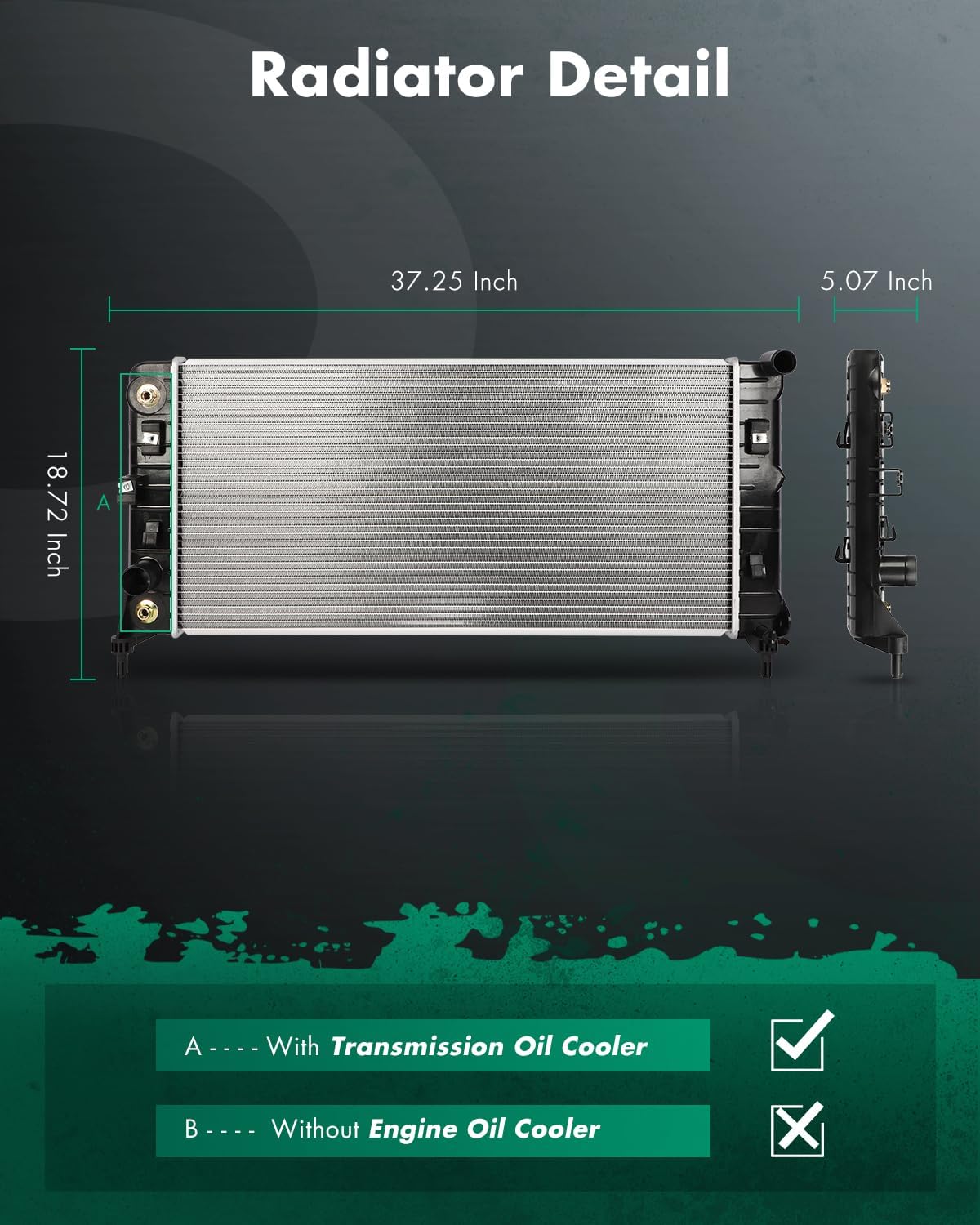 SCITOO Engine Cooling Radiator Assembly Compatible with Chevrolet Impala 2012-2016, Impala Limited 2014-2016, V6 3.6L Replaces# 13326