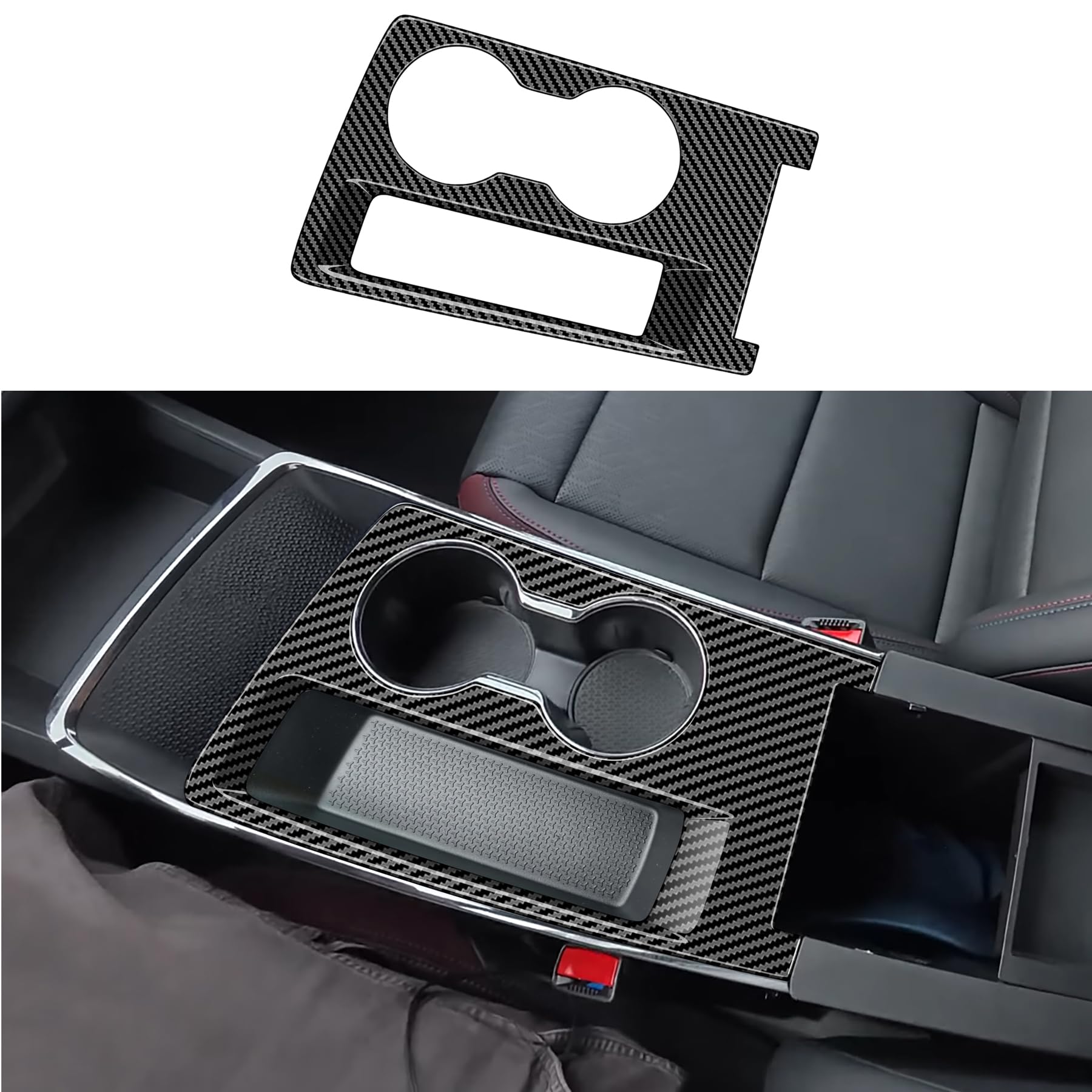 for Chevy Equinox 2025 2026 Interior Accessories ABS Shift Panel Cover Center Consoles Cup Holder Trim (Carbon Fiber Shift Panel Cover)