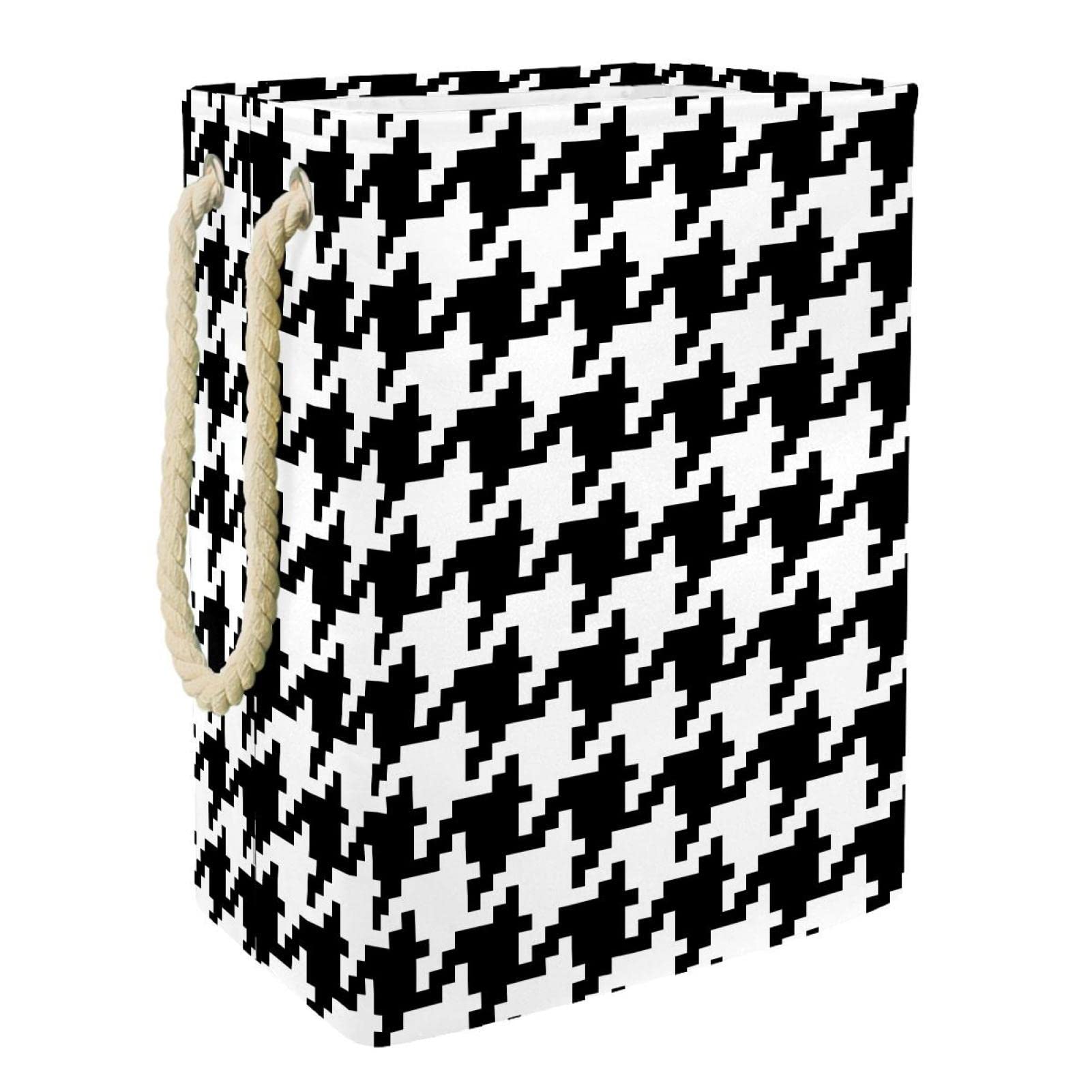 Panier à linge personnalisé design noir et blanc pour organiser la salle de bain