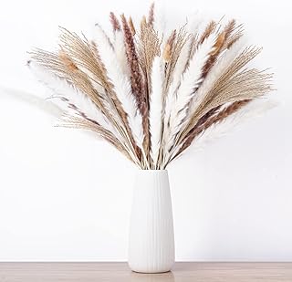 100PCS Natural Dried Pampas Grass Bouquet, Dried Flowers for Boho Home Decor, Wedding, Baby Shower Decorations, Farmhouse ...