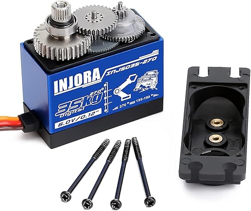 Miniatura 8 de INJORA Motor RC 550 cepillado y servo 77.2 lbs servo de alto esfuerzo de torsión para modelos de coches RC camión sobre orugas