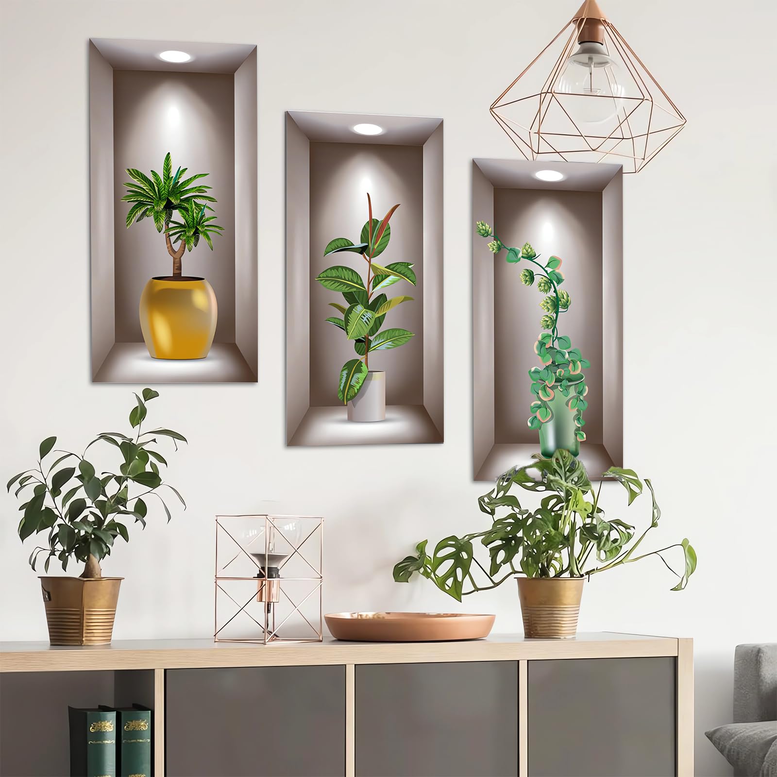 3 Pezzi di Adesivi Murali Soggiorno 3D Cucina Soggiorno Decorazioni Murali Adatti per Decorare Stanze Soggiorni Cucine Uffici Hotel e Coprire Pareti Danneggiate (20x40cm)