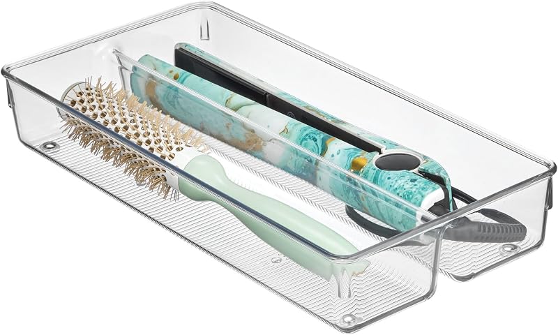 Linus Collection Divided Drawer Organizer Tray, Clear | Recycled Plastic