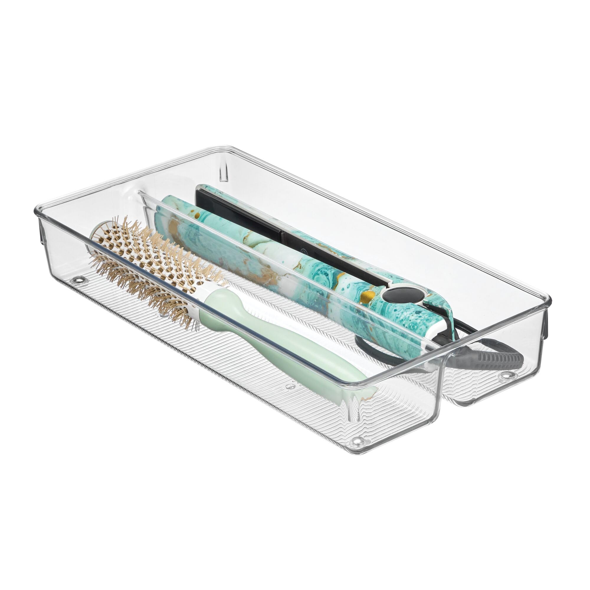 iDesign Recycled Plastic Divided Drawer Organizer Tray - Linus Collection - Clear