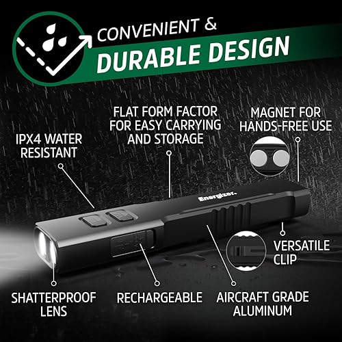 Miniatura 3 de Energizer Linterna 1200SL-R recargable para EDC, linterna táctica ultra brillante, IPX4 resistente al agua, cable USB-C incluido