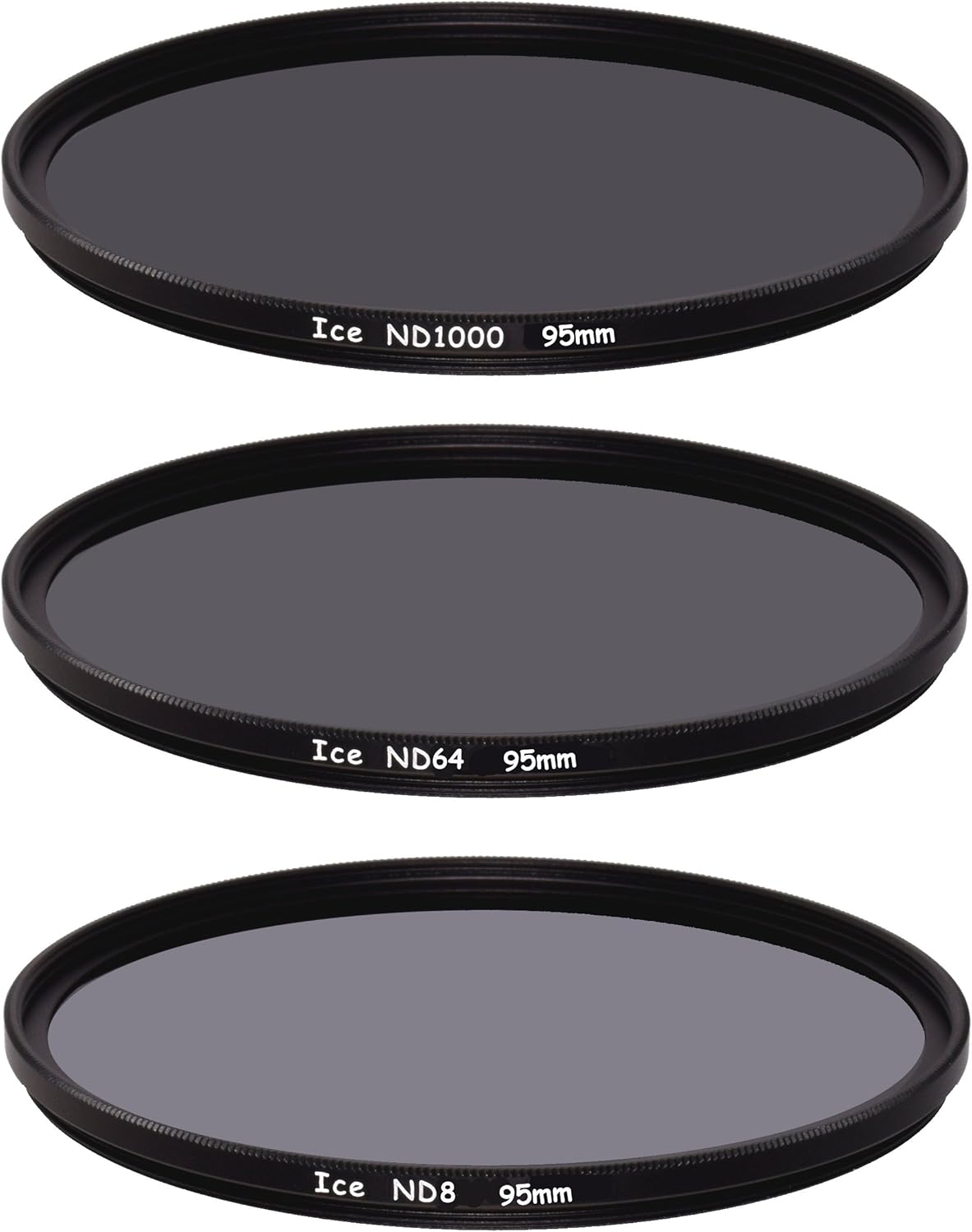 ICE Slim ND Filter Set ND1000 ND64 ND8 Neutral Density 10, 6, 3 Stop Optical Glass (86mm)