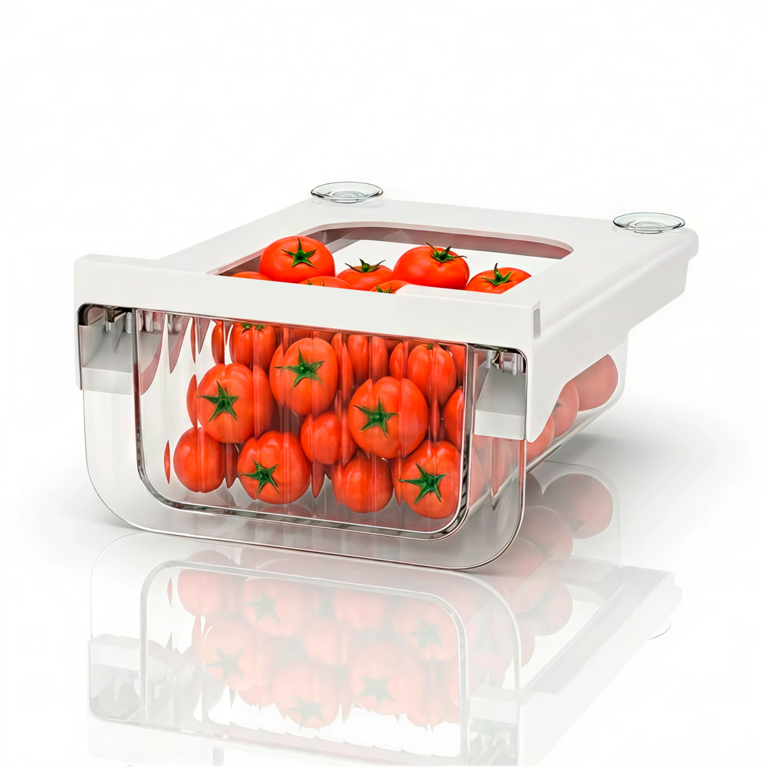 DIMANO Pull Out Fridge Drawer Organiser – Clear Stackable Fridge Organiser with Non-Slip Support for Refrigerator Shelves, Kitchen & Pantry Storage – Small