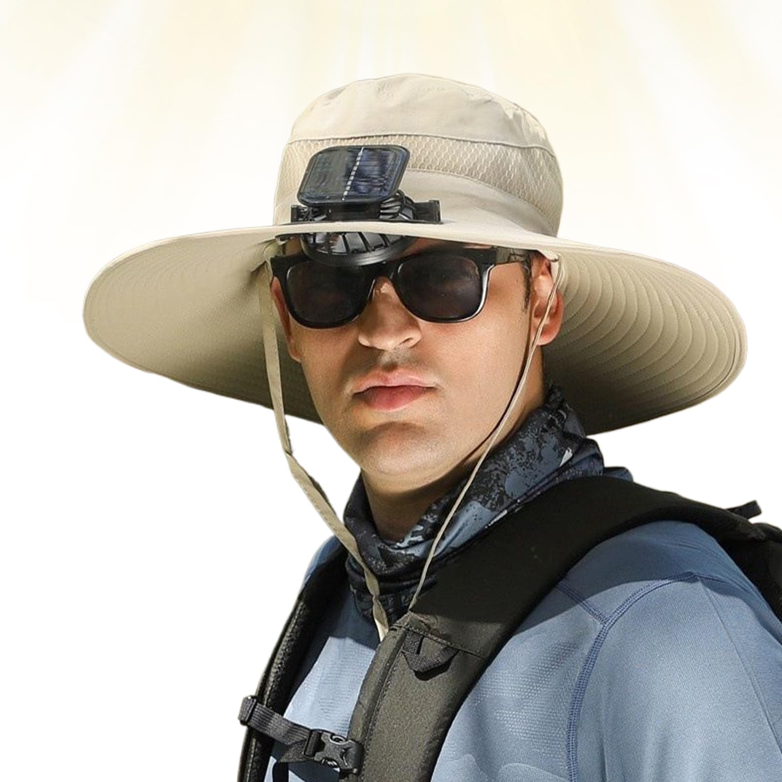 Chapeau avec ventilateurs, casquette à énergie solaire, chapeau à large bord, chapeau de protection rafraîchissant pour une utilisation confortable pendant l'été, la plage, le travail, le jardinage