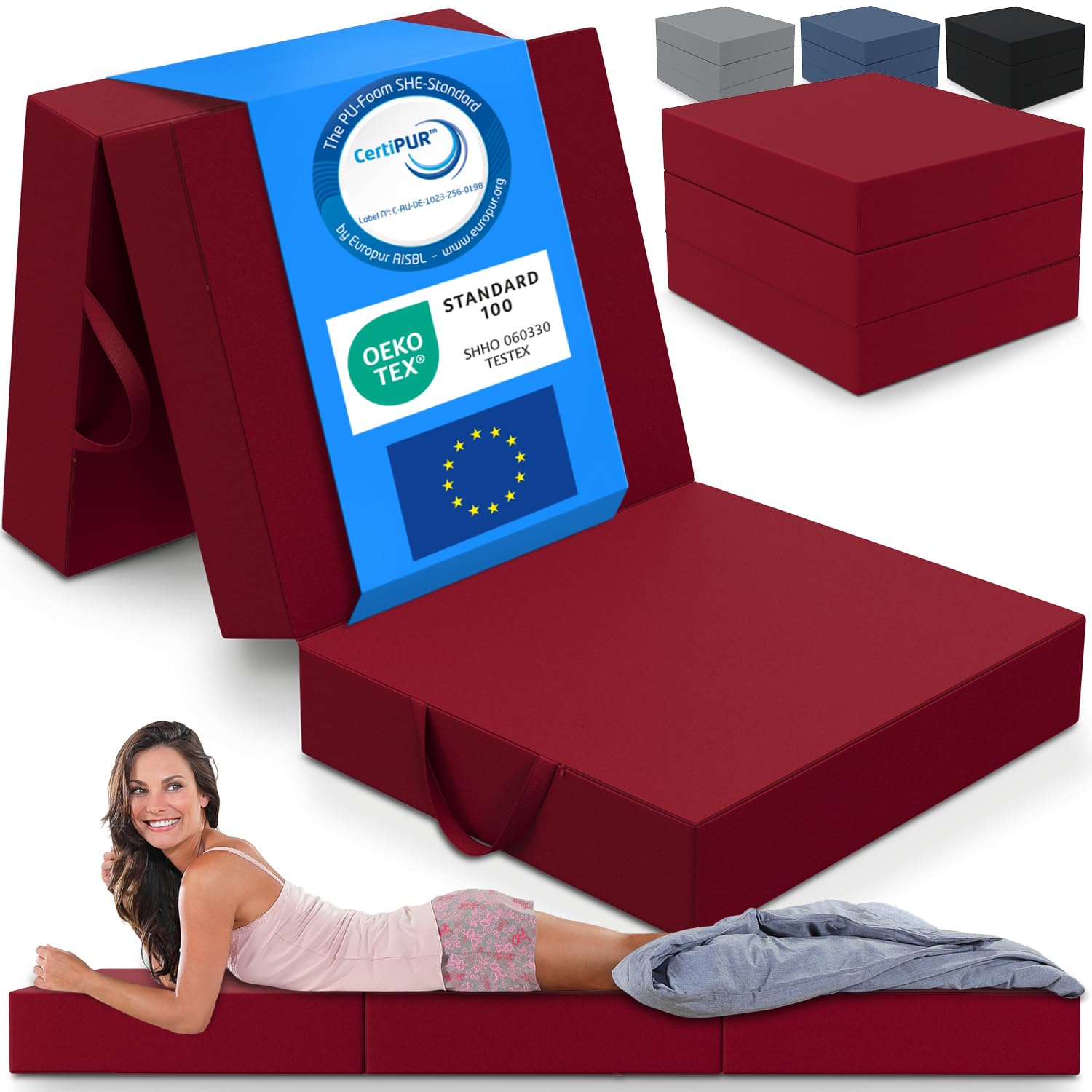 MUUEGM Materasso Pieghevole Singolo In Memory Foam, 10,2 Cm, Per Yoga