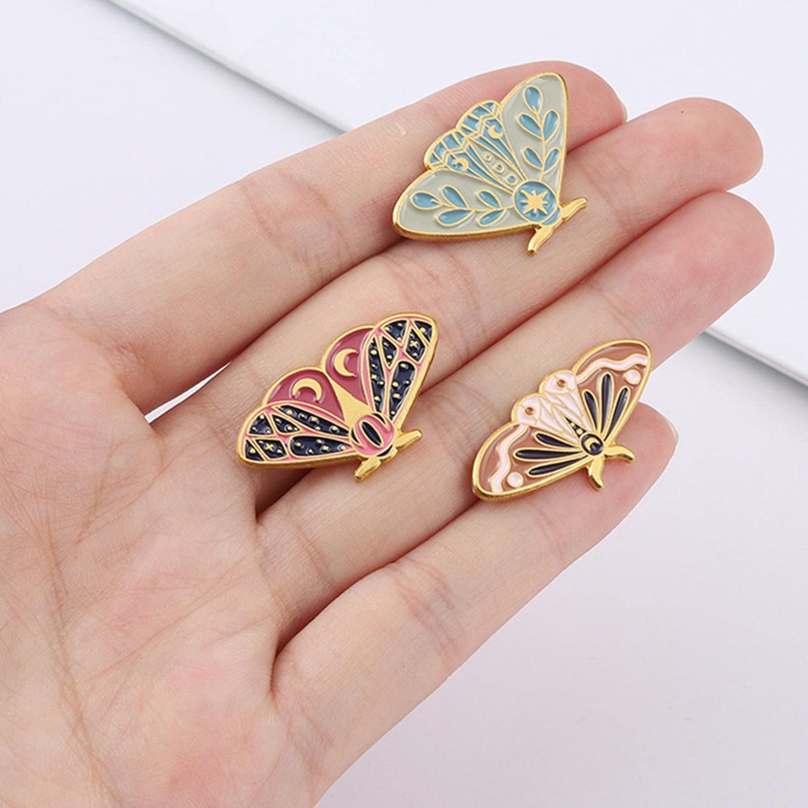 Broches de Solapa de 5 Piezas con diseño de Polilla esmaltada, Serie de Insectos de aleación, Accesorio de Ropa