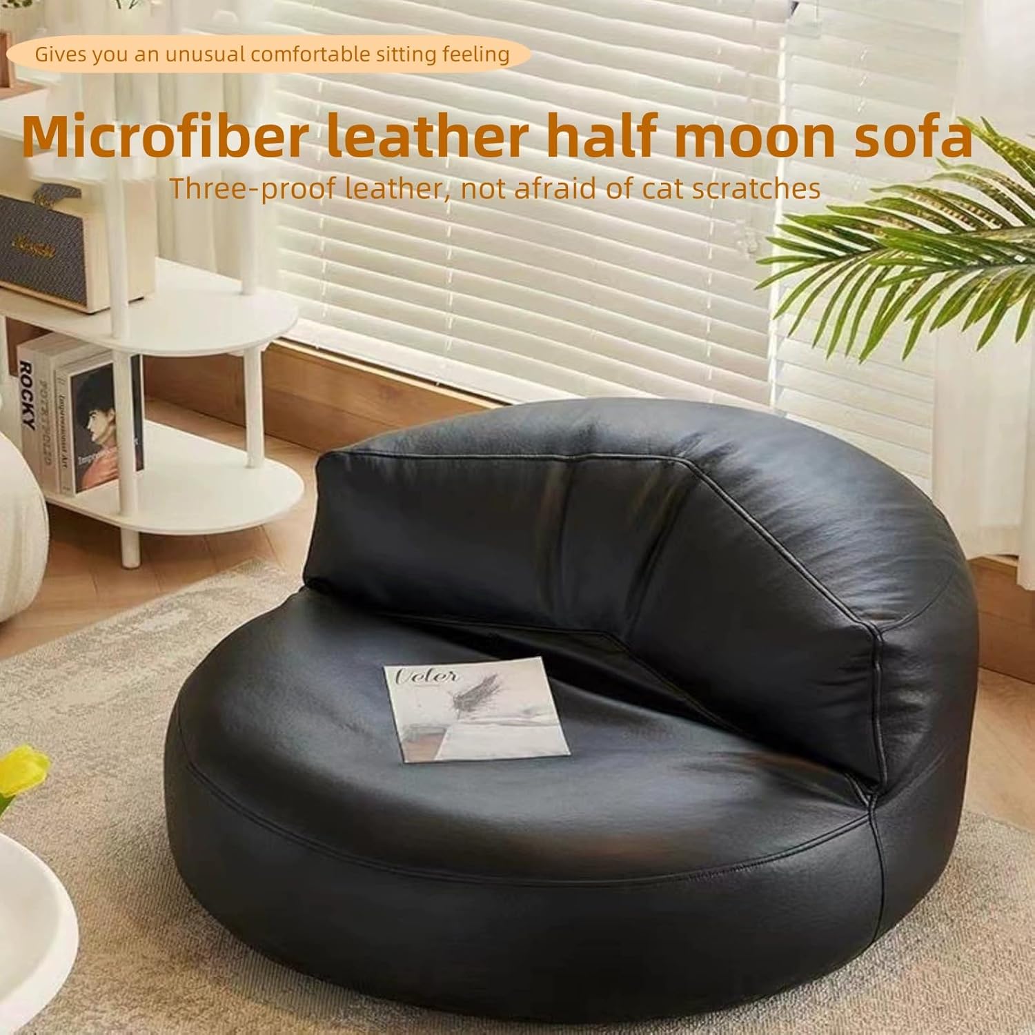 JWSYBD Grey Bean Bag Chair and Pouffe for Adult with Filling Included, Easy to clean and high resilience Furniture Sofa Couch Lounge Reading for Living Room Home (black,Regular style) 4