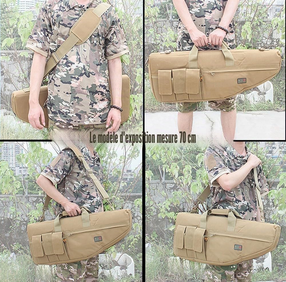 ÉTui à Fusil Tactique Arme Longue, Sac À Fusil Souple Étui pour Fusil De Chasse 70cm/85cm/100cm/120cm avec 4 Poches Fermeture Crochet et Boucle Housse De Transport pour Pistolet Et Magazine