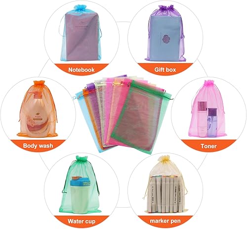 Miniatura 4 de SumDirect Bolsas de regalo grandes de organza  100 bolsas de malla grandes de 8 x 12 pulgadas, bolsas de organza de Navidad con cordón
