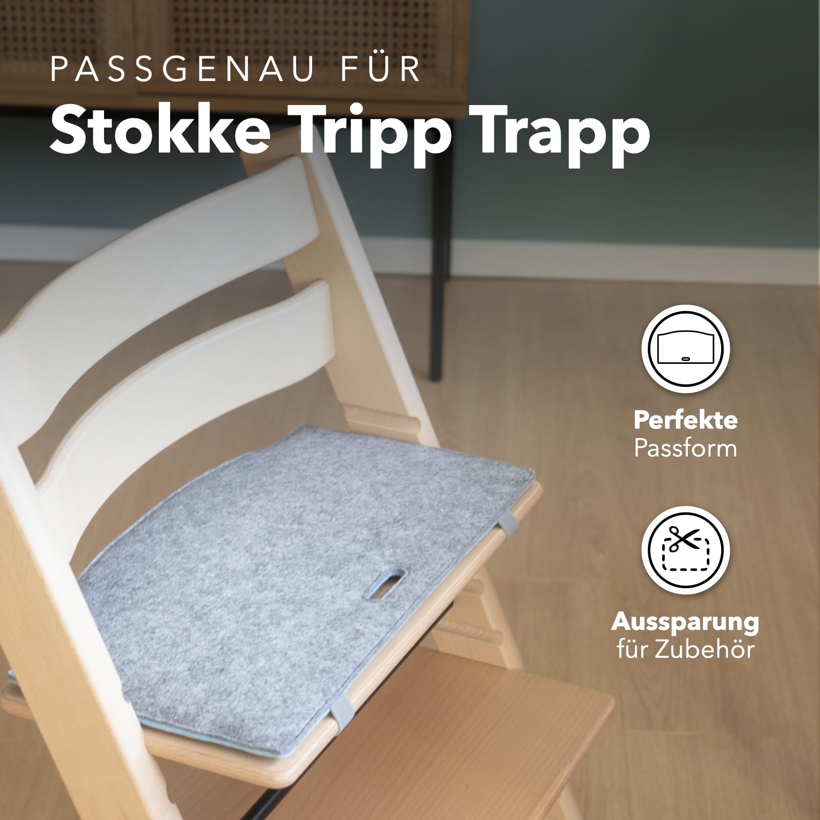 Poduszka do siedzenia, wysokie krzesełko kompatybilne ze Stokke Tripp Trapp (nakładka), poduszka na siedzisko, nakładka filcowa - akcesoria do