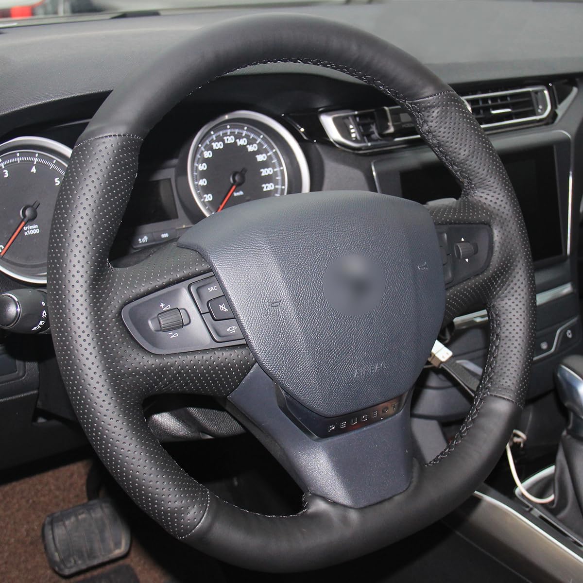 MEWANT Car Steering Wheel Covers for Peugeot Expert 2016-2022 / Traveller 2016-2022 Hand-Stitched Car Steering Wrap