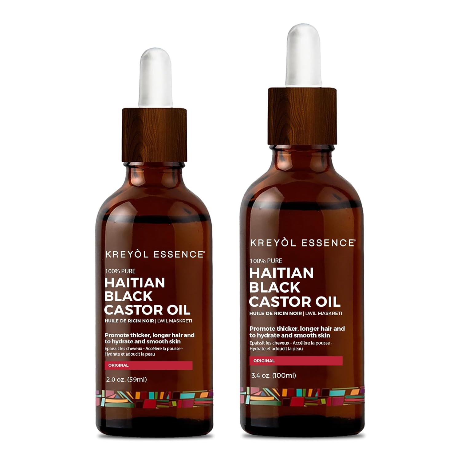 Kreyol Essence Haitian Black Castor Oil – Original Duo, 2 fl oz and 3.4 fl oz
