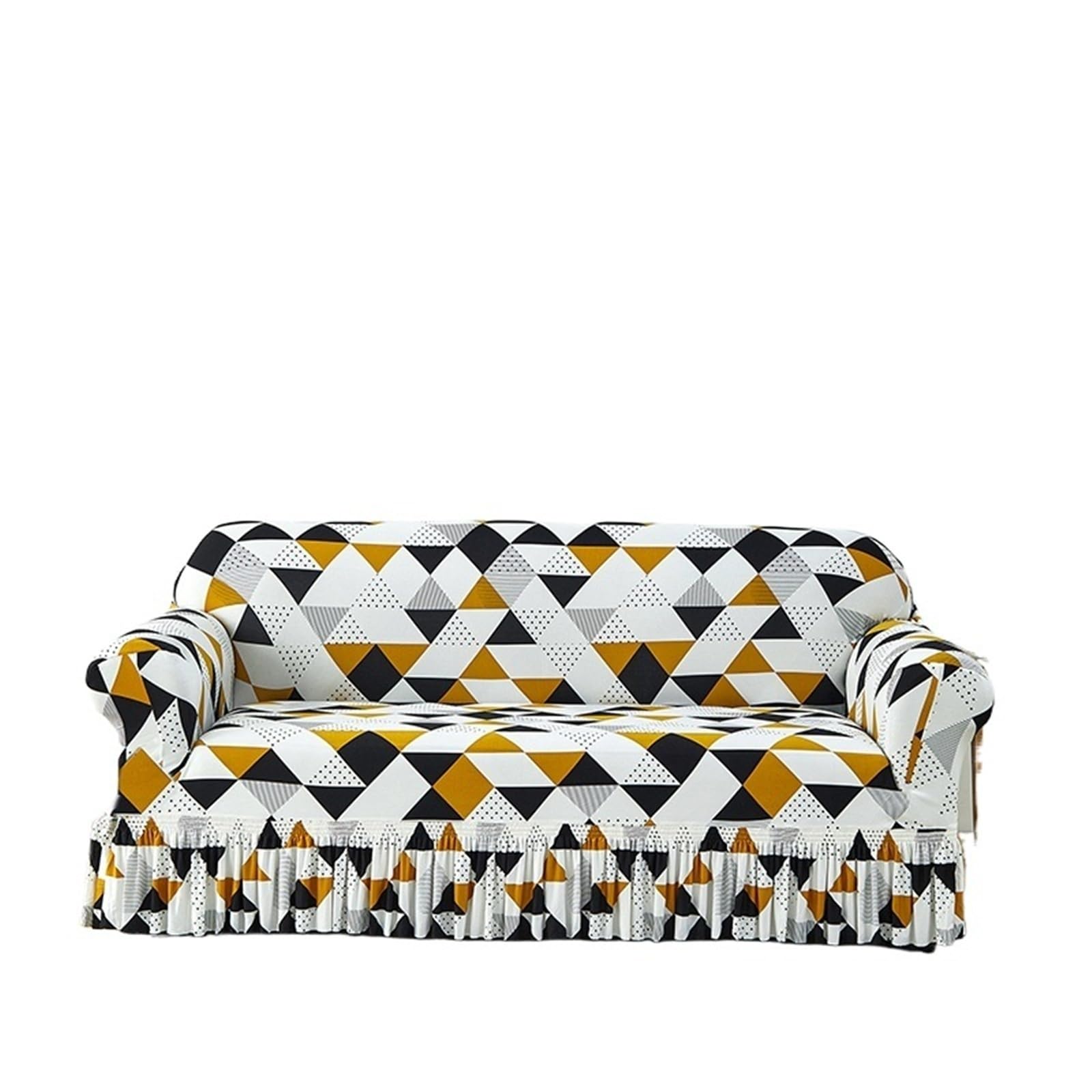 Printed Ruffled Skirt Sofa Covers for Living Room Stretch Couch Cover Furniture Protector Easy Fitted Washable Gonna copertura divano(Color 10,2-seater 145-185cm)