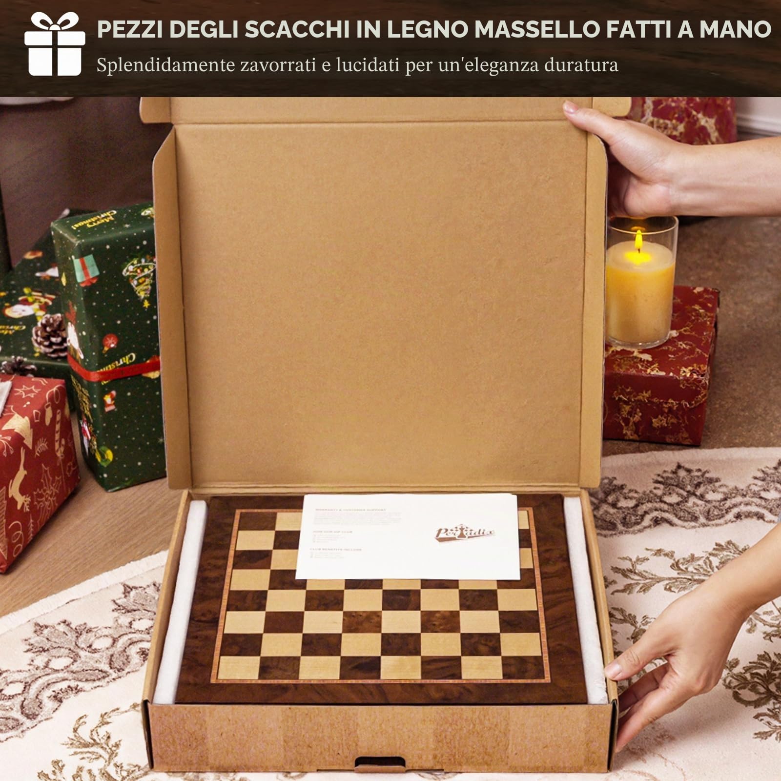 Peradix Set di scacchi magnetici a scacchi con 2 cassetti incorporati, 32 cm classici giochi in legno 2 in 1 con 2 regine extra per bambini e adulti, set da viaggio portatile da gioco di scacchi