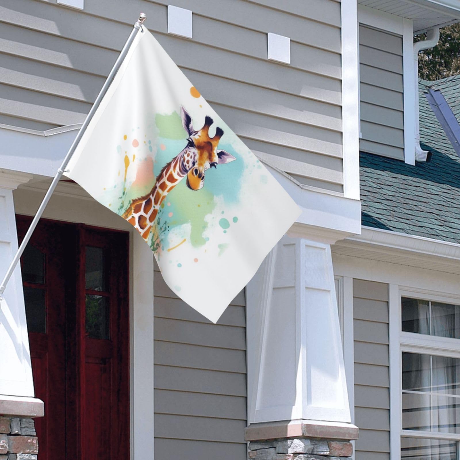 Drapeau extérieur robuste anti-vent drapeau de maison double face girafe toutes saisons - 8