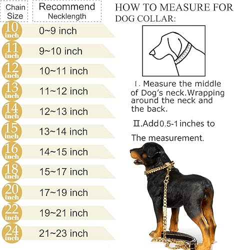 Miniatura 6 de Collar para perro de lujo de acero inoxidable personalizado, 14 mm, oro de 18 quilates, collar de entrenamiento de lujo para perro, Dorado