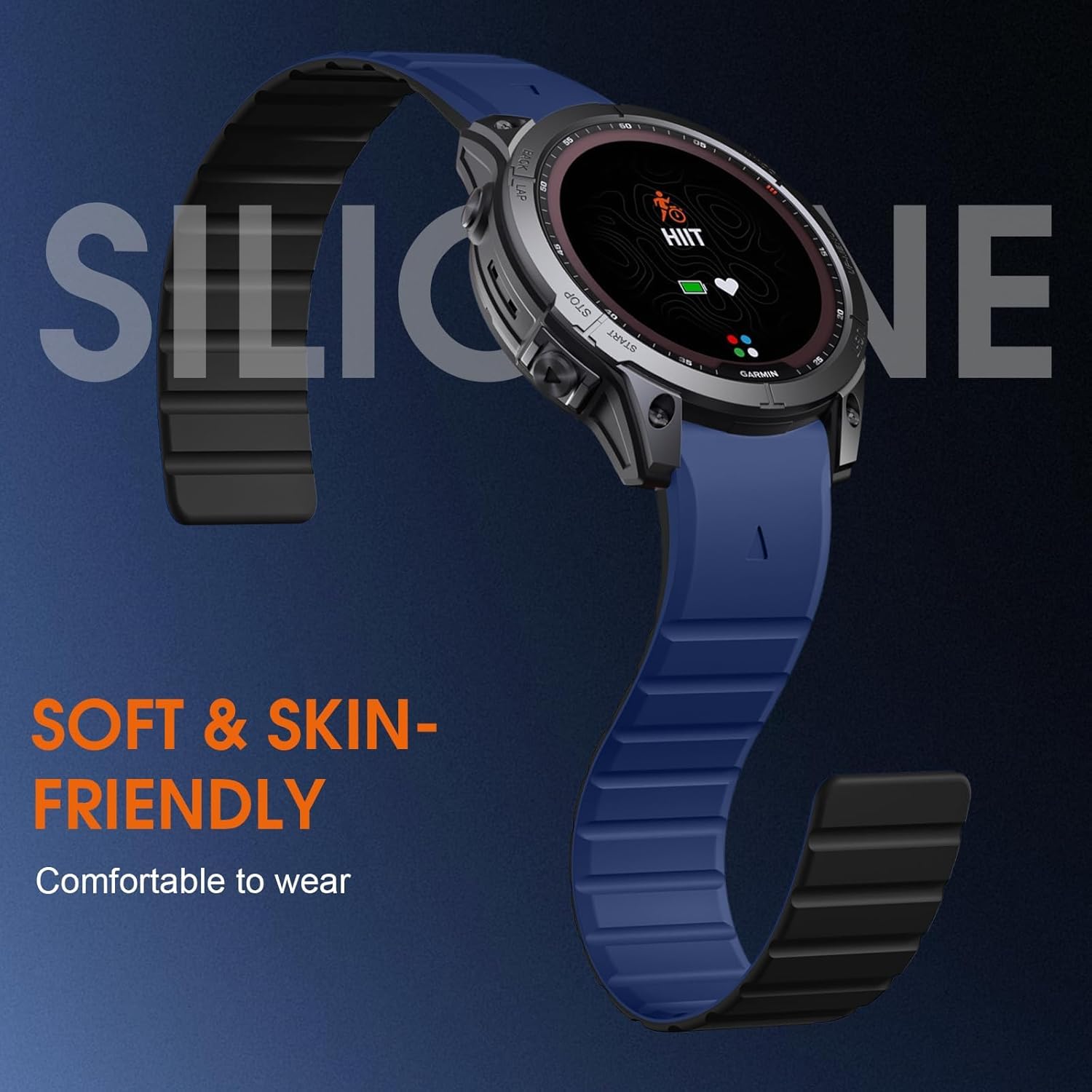 SNBLK Silicone Magnetic Watch Band Compatible with Garmin Fenix 5/6/7, Fenix 6/7 Pro, Fenix 5 Plus Strap for Men Women, Sport Solo Loop 22mm Bands for Garmin Instinct/Epix/Forerunner/Quatix/Approach