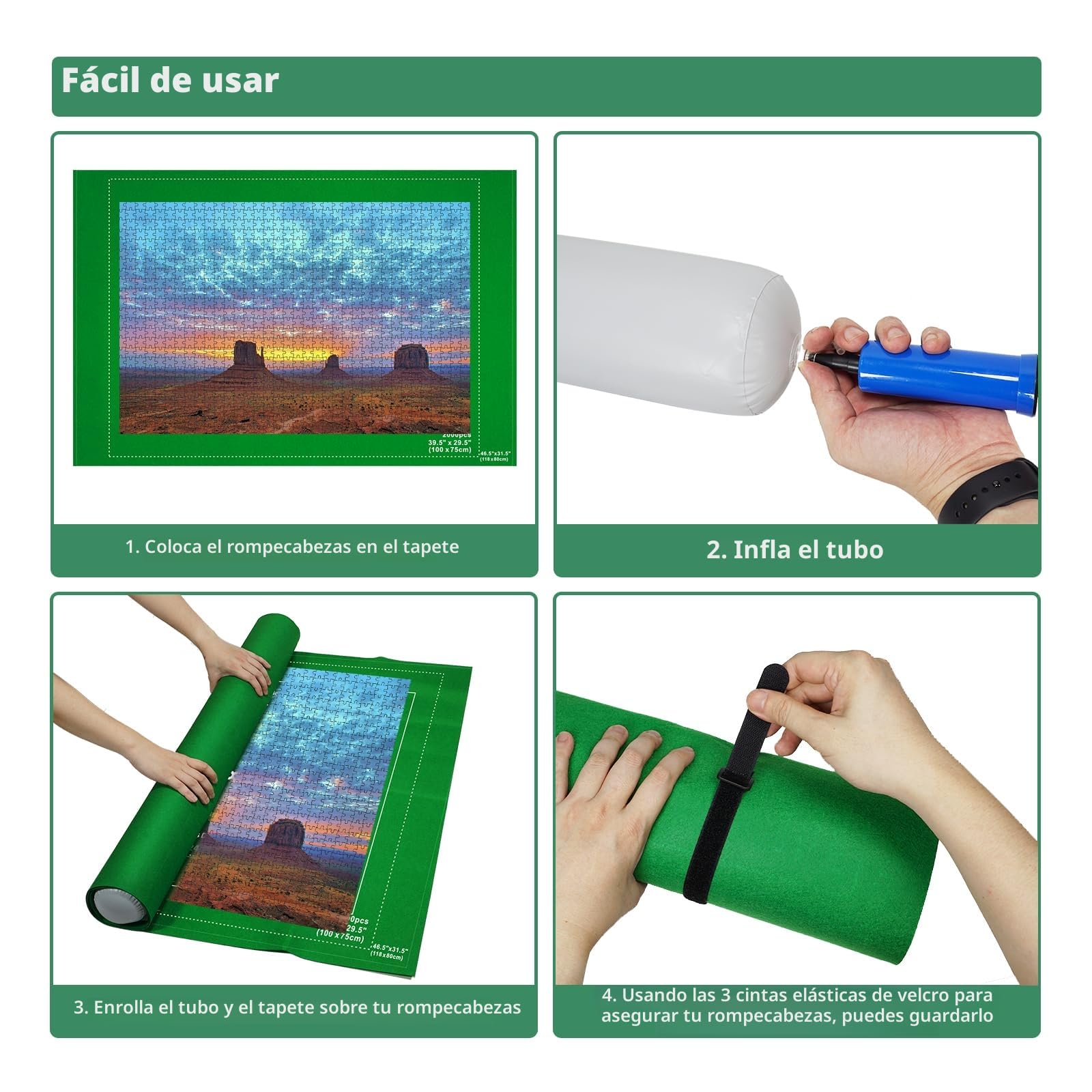 MOZOOSON Tapete Puzzle 2000 Piezas, Puzzle Mat Roll Fieltro Tapete para Puzzle, Alfombra Puzzle, Accesorios para Guardar Los Puzzles con 6 Puzzles Clasificadores
