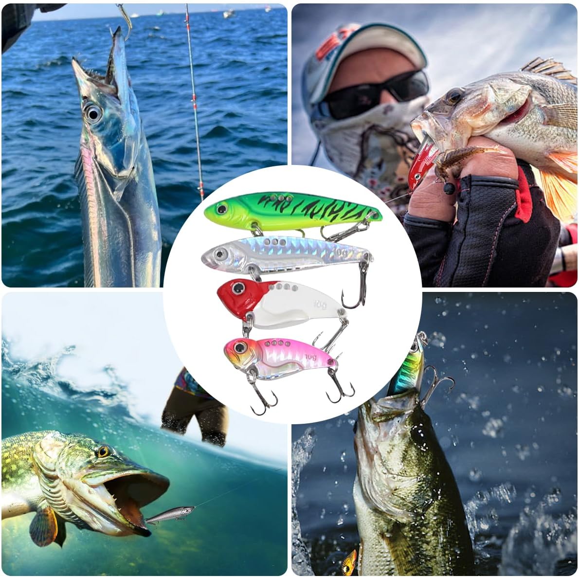 Fishing Lures Kit Tackle Box Crankbaits Spoon Hooks Weights Braided Fishing Line Shing Pliers Hook Removers Fishing Bait Lure Gear Kit Gift for Men Bass Freshwater