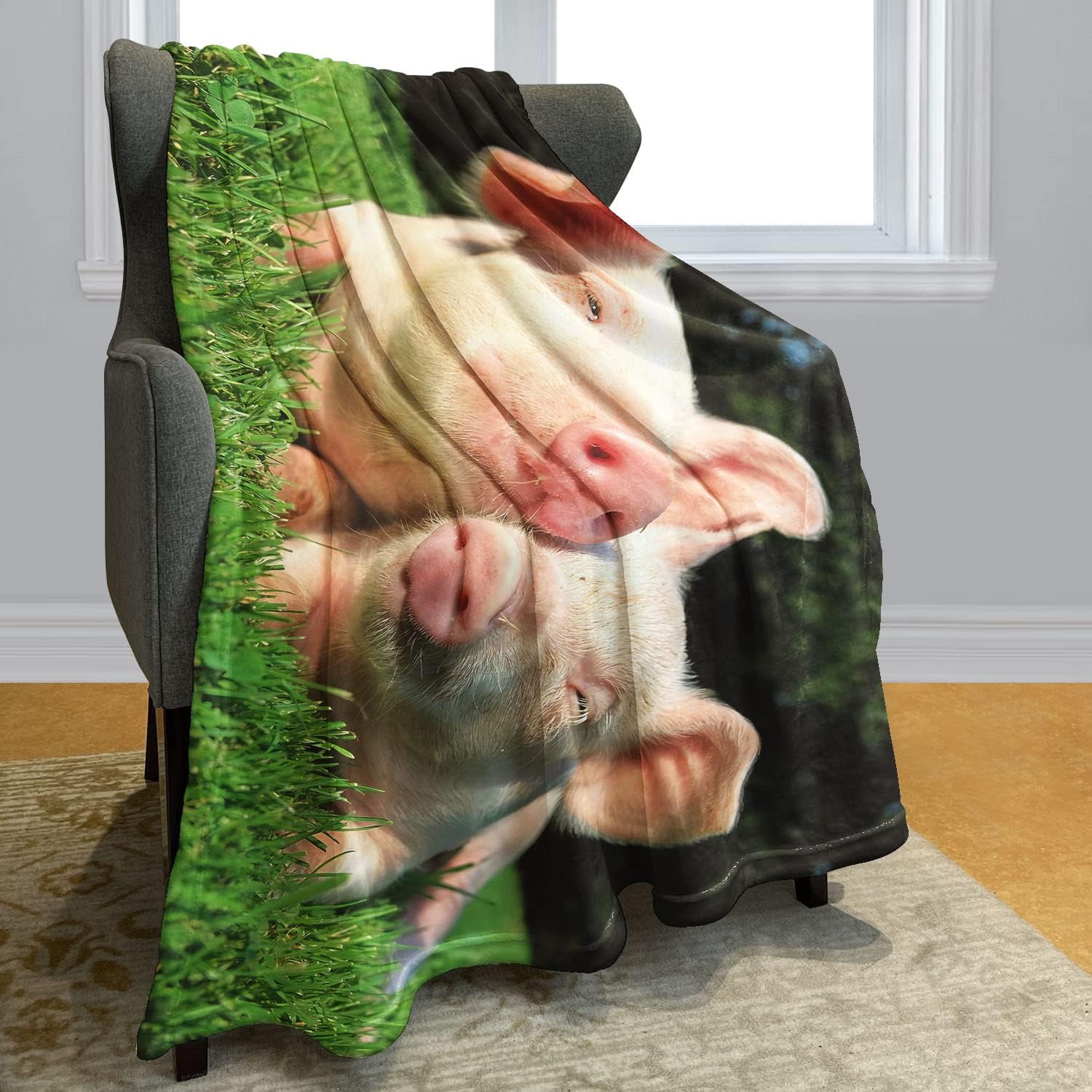 60x80 Blanket Comfort Warmth Soft Plush Throw for Couch Chicago Skyline Cityscape Illinois Nightime