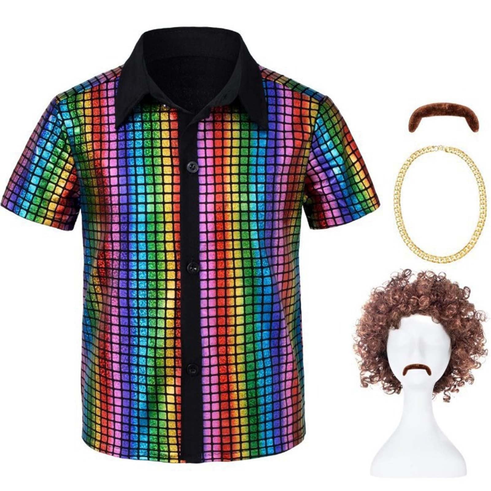 Générique Déguisement Disco : Chemise À Paillettes Métalliques pour Enfants Tenue De Fête Déguisée