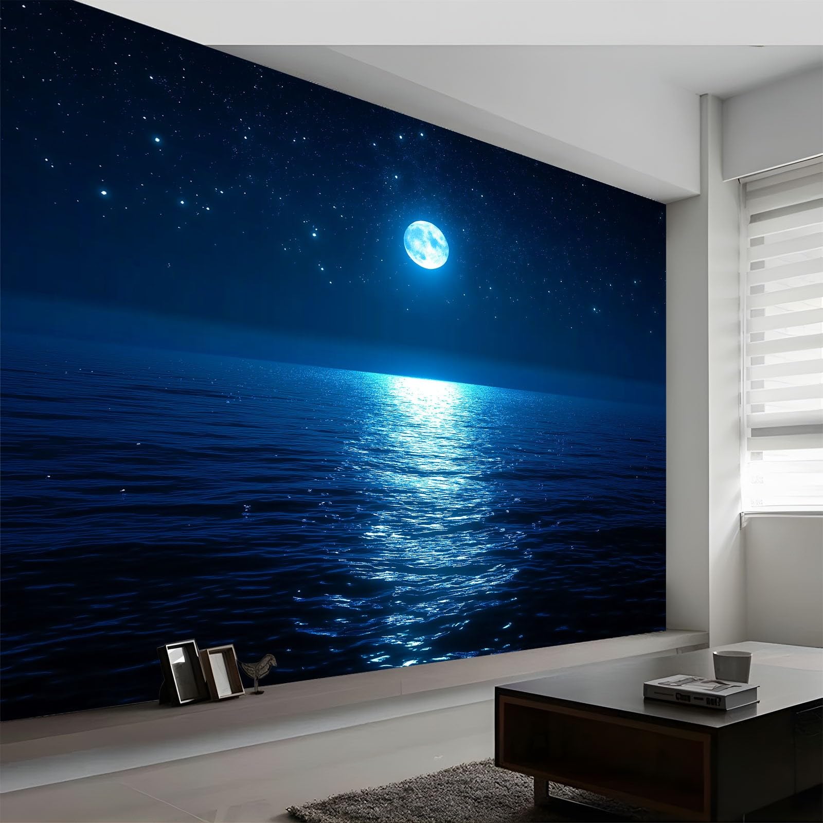Wavy Stripes Night Sky Galaxy Mural Wallpaper 500 x 280 cm, Wall Decoration Paper Poster Bohemian Fantasy Sky for Teen Kids Bedroom Playroom Home Decoration Wallpaper