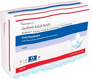 Cardinal Health™ Quilted Adult Briefs, Wings™ Super with BreatheEasy™ Technology 87084A, Bag of 18