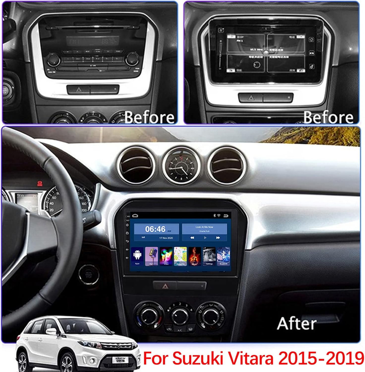 Android 11 9" IPS Touch Screen Car Stereo,Carplay RDS FM Car Radio for Suzuki Vitara 2015 2016 2017 2018 2019 Support USB DSP Steering Wheel Control DAB+ OBD DSP DVR+