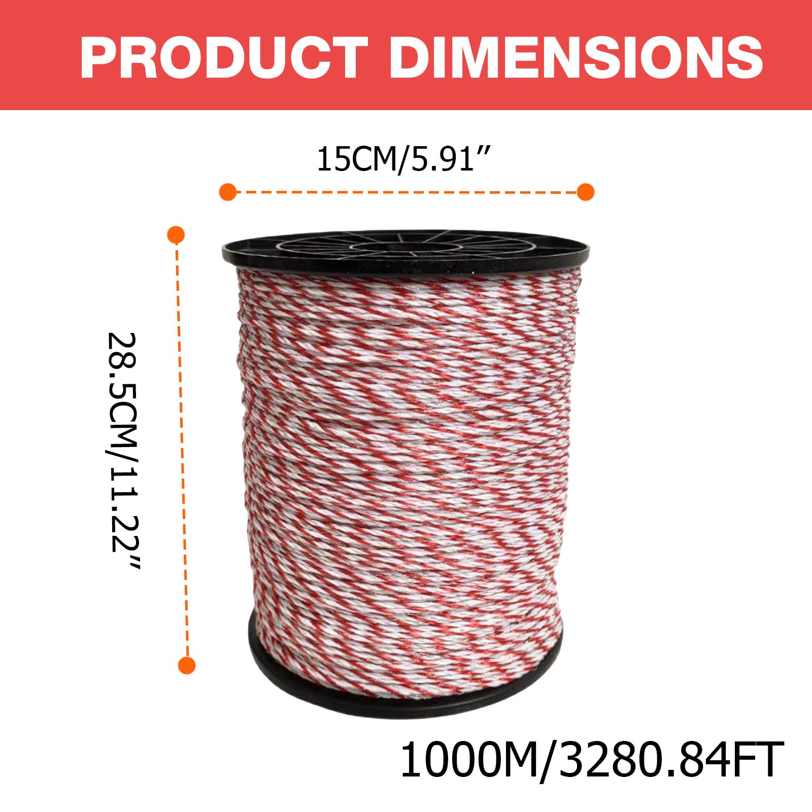 Filo per recinzione per pascolo, 1000 m, diametro 2 mm, filo conduttivo per recinzioni elettriche, cavalli, bovini, capre, cani e animali da allevamento