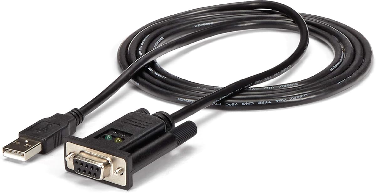 StarTech Adaptador USB a Serial RS232 de 6 pies, módem nulo, TAA (ICUSB232FTN) | Cable adaptador serie DCE FTDI DB9