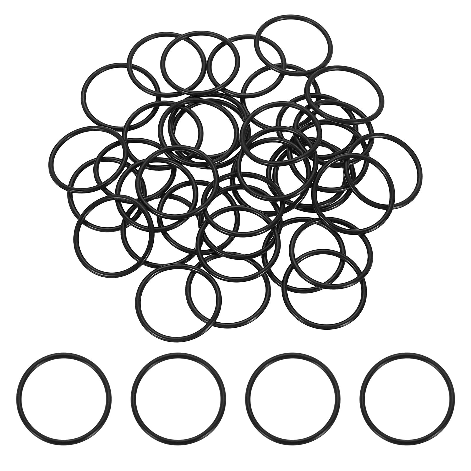 Photo 1 of uxcell 100Pcs AS-021 O-Rings, Nitrile Rubber O-Rings 15/16" ID, 1-1/16" OD, 1/16" Width Round Sealing Gasket for Automotive Machine Plumbing Sealing Repair (70 Durometer, Black)