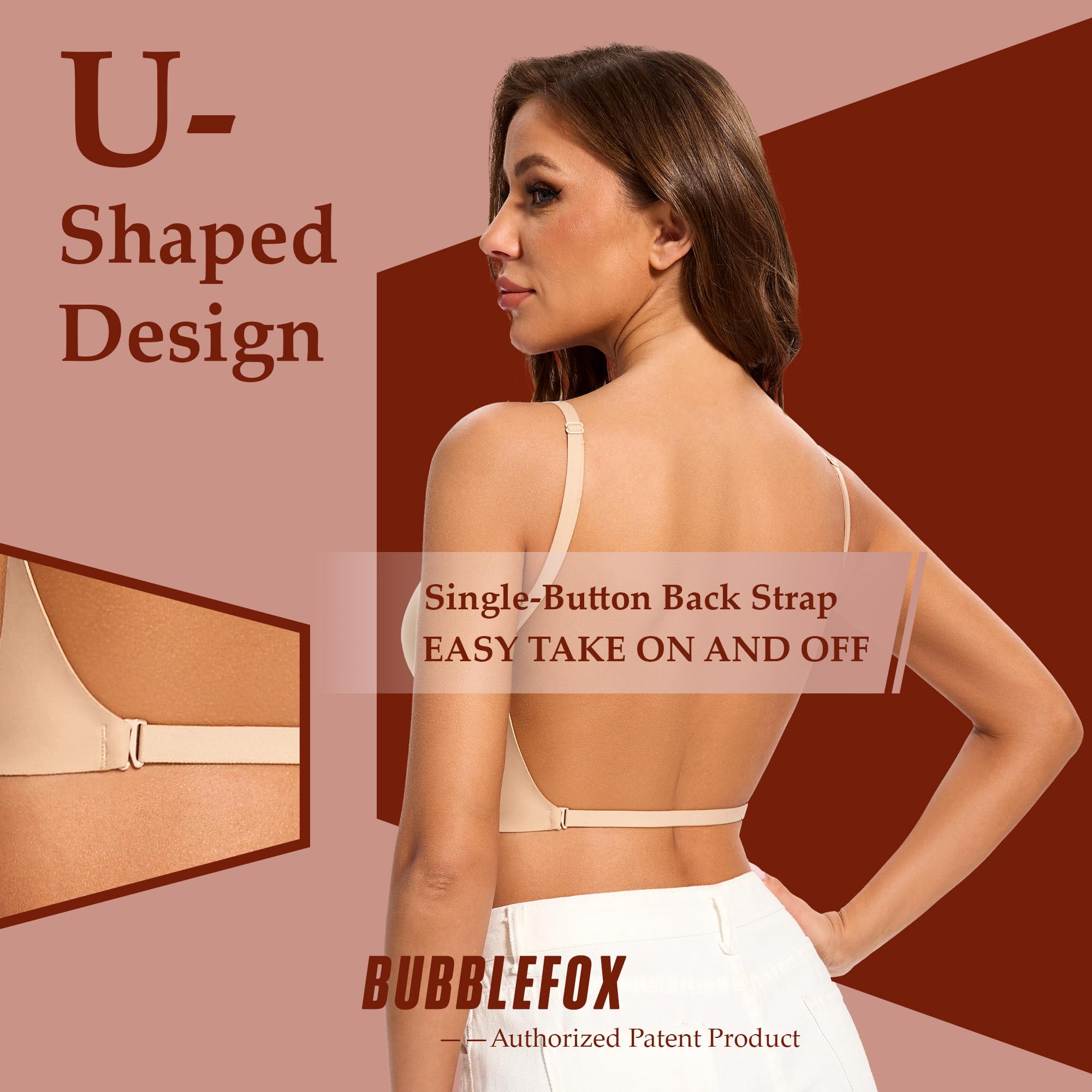 Soutien Gorge Dos Nu -Soutien Gorge Dos Transparent-Soutien Gorge Invisible Multiples et Convertibles Coutures à Léger Rembourrage