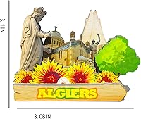 Vista 3 de Argelia Imán de Argel para nevera de madera 3D Monumentos de viaje coleccionables recuerdos decoración hecha a mano -702