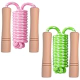 Jump Rope for Kids - Wooden Handle - Adjustable Cotton Braided Fitness Skipping Rope for Toddler Fitness Workout Exercise Outdoor Activity