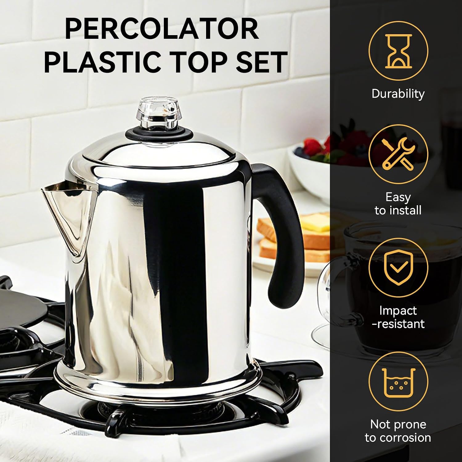 Percolator Knob Top and Washer Ring Compatible with Farberware Yosemite
