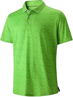 Golf Shirts for Men Dry Fit Print Moisture Wicking Performance Short Sleeve Polo Shirt