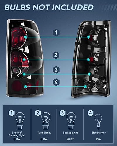 Miniatura 3 de Nilight Conjunto de luz trasera compatible con Chevy Silverado 1999 2000 2001 2002 2003 2004 2005 2006 2007 Chevy Silverado 1500 2500 3500 99-02 GMC