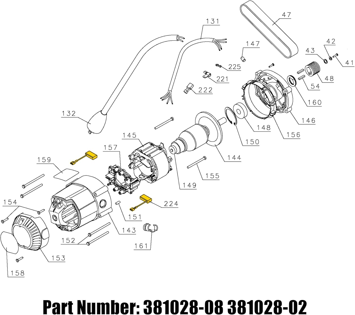 Carbon Brush 381028-08 381028-02 for Dewalt DW368 DW702 DW703 DW706E DW708 DW715 DW716 DW717 DW718 DWS780 DW744X, Part Number N032830 381028-03, 4 Pack