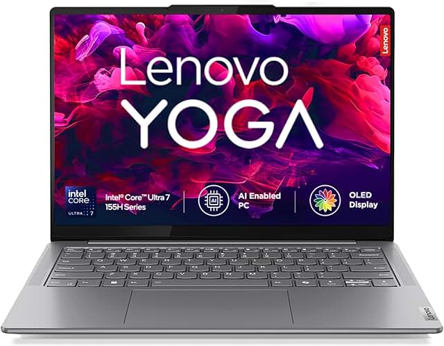 Lenovo Yoga Slim 7, Intel Core Ultra 7 155H, 16GB RAM, 512GB SSD, WUXGA-OLED 14"(35.5cm), Windows 11, Office Home 2024, Grey, 1.39Kg, 83CV009XIN, 400Nits, 2Wx4 Speakers, 1Yr ADP Free, AI PC