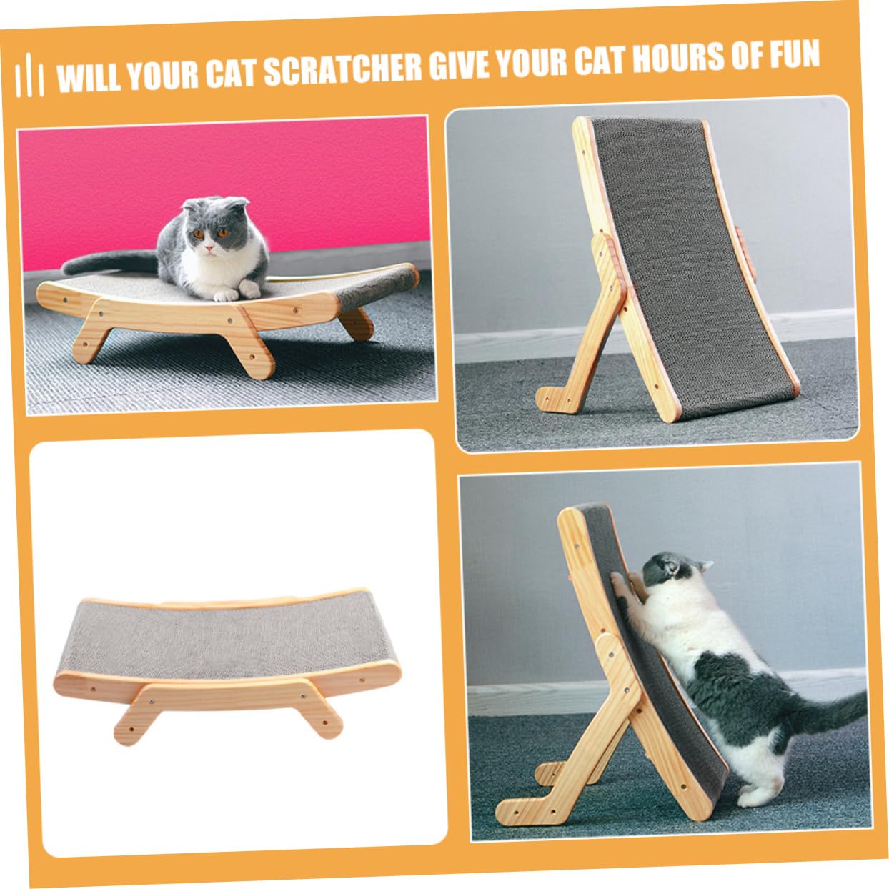 Rascador de Gato de Madera y Cartón Ondulado para Reducir Comportamiento Destructivo y Proteger Muebles