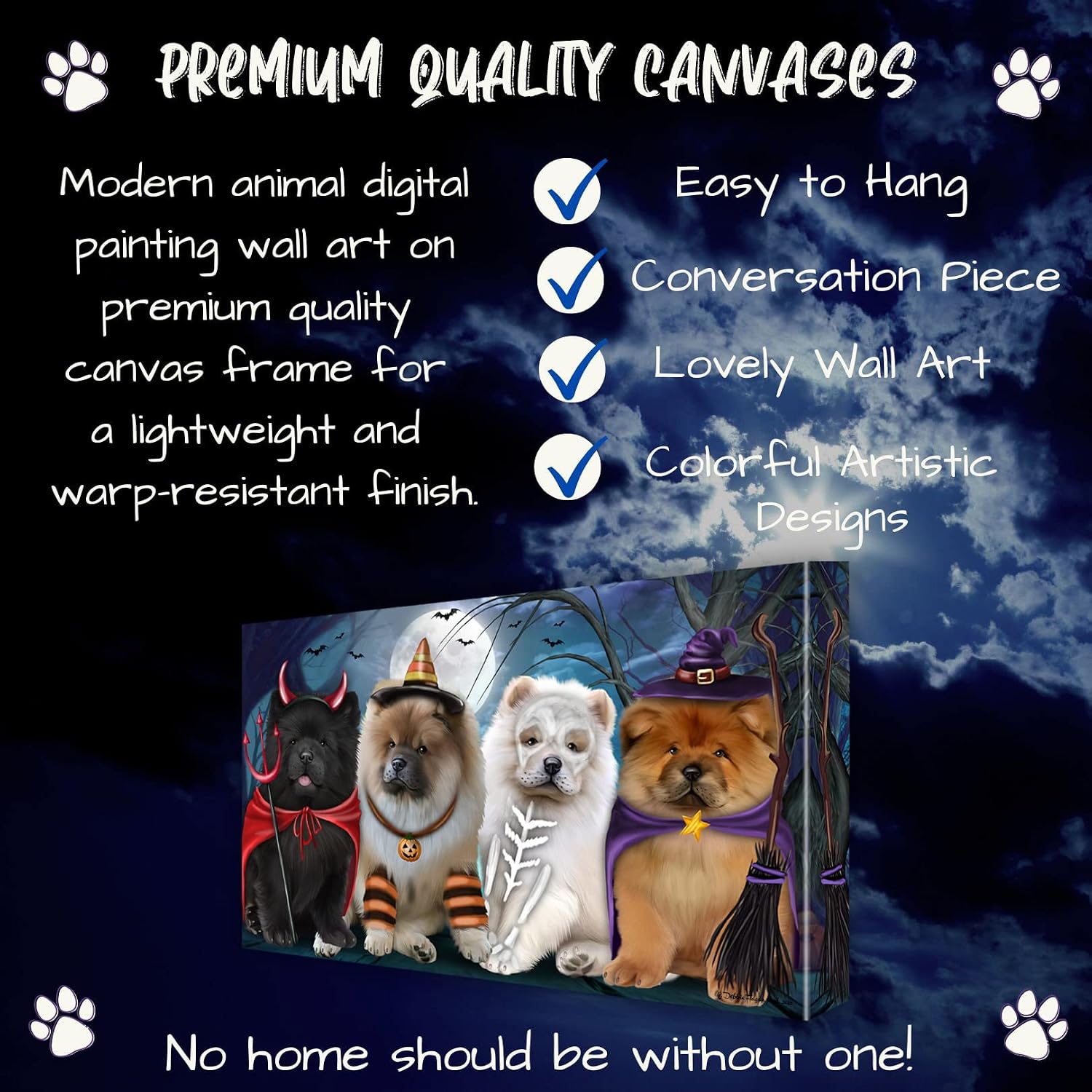 Doggie of the Day Halloween with Chow Chow Dogs Canvas Wall Art - Premium Quality Ready to Hang Room Decor - Flat Rolled 8" x 10"
