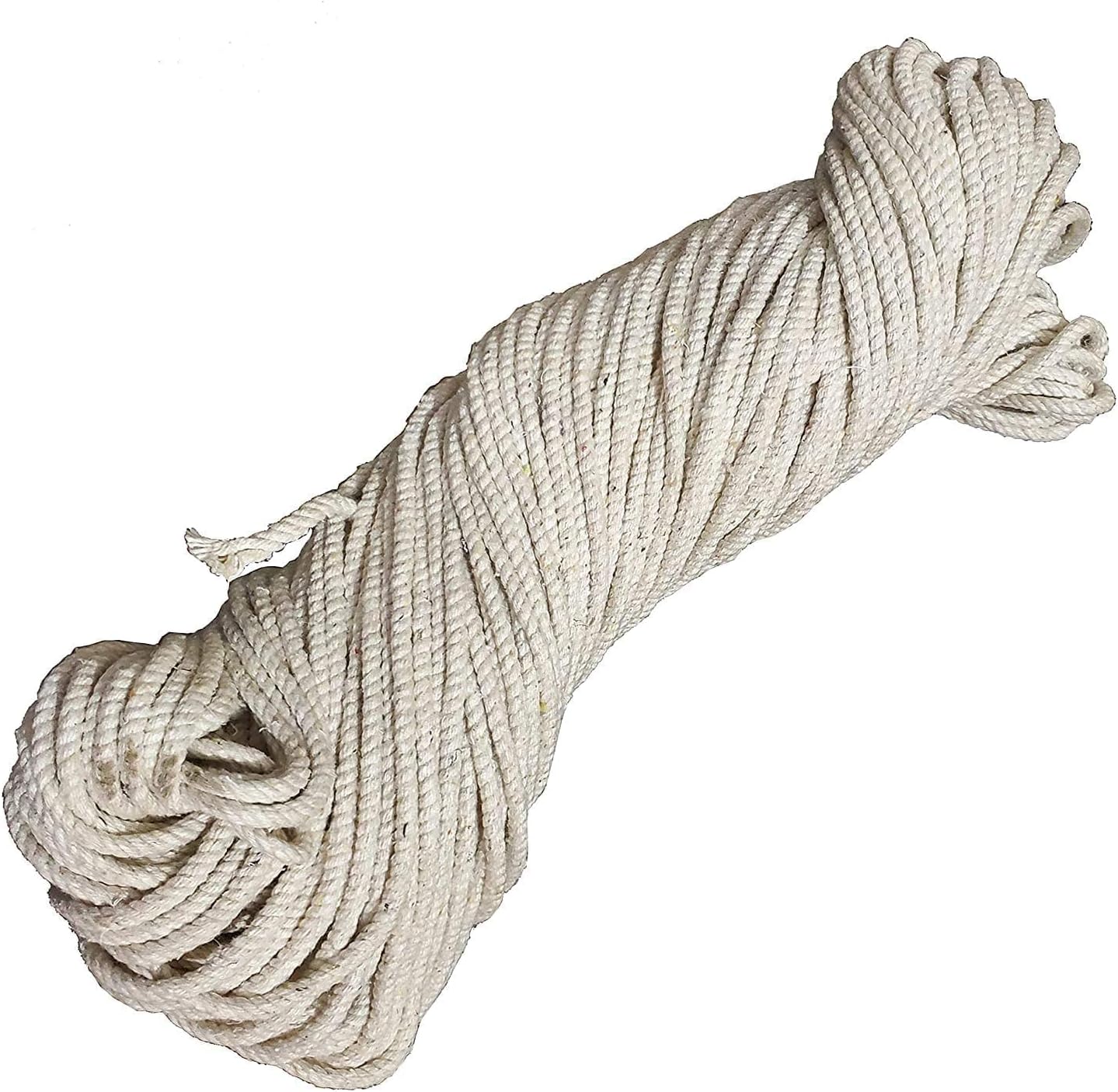 V4L Natural Beige Cotton Rope, Twisted Cord Braided Rope Craft Macrame String Wire DIY Craft (50 m)