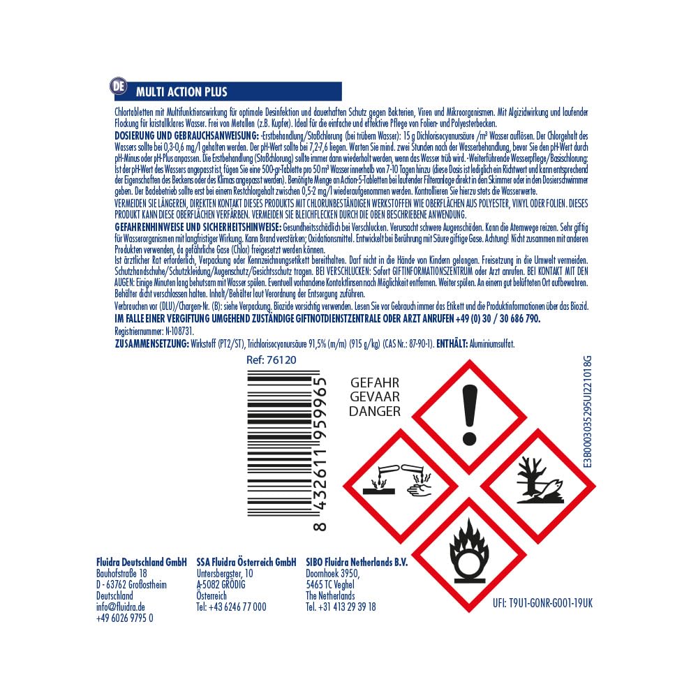 Astral Pool Multi Action Plus Chlorblock 3x500g - Multifunktionstabletten für Langzeitdesinfektion, Algenprävention & Flockung