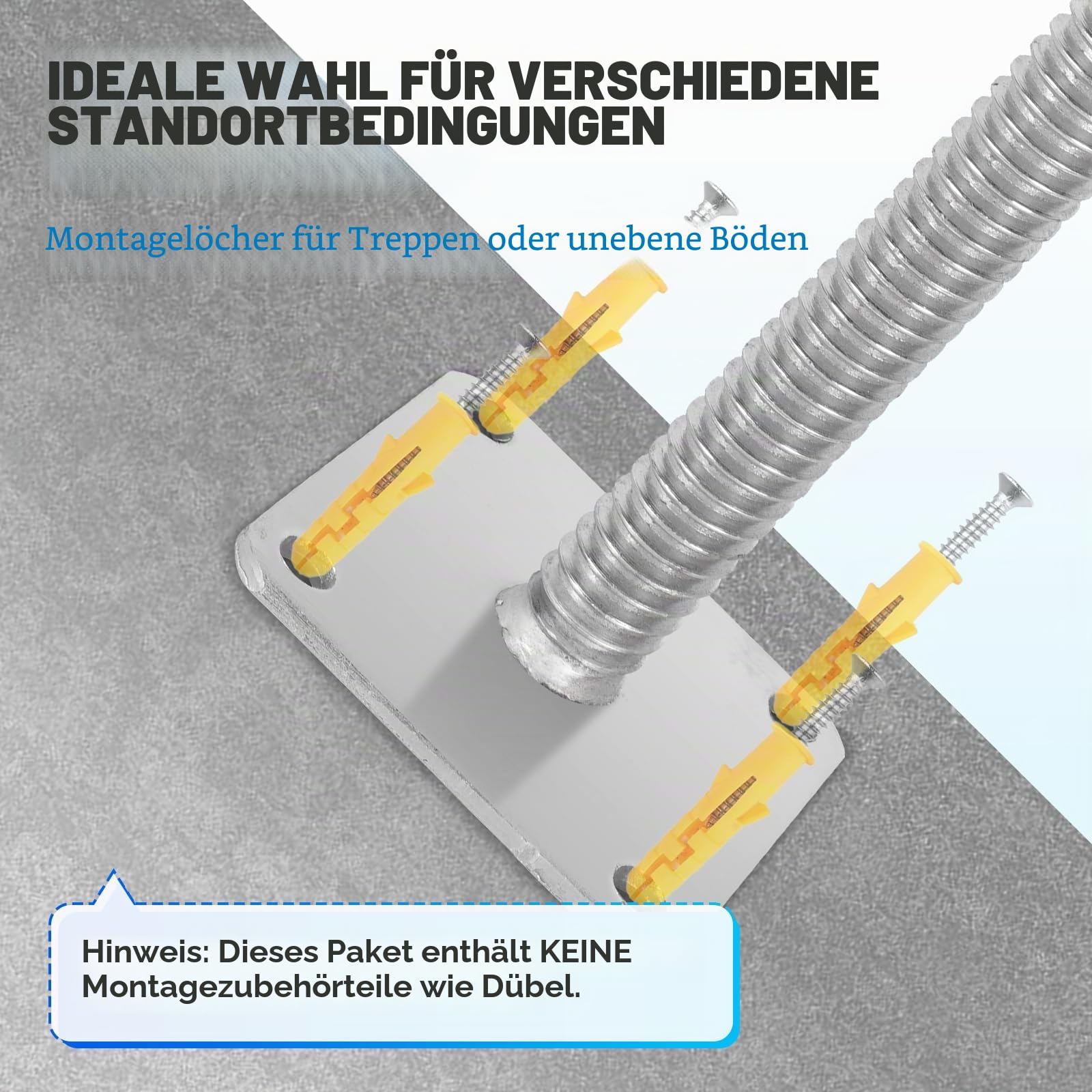 BAOSHISHAN Gerüstspindel 460 x 30 mm, 12 x 12 cm Sockel, Verstellbarer Gewindefußplatte für Gerüste, 4 Stück/Set
