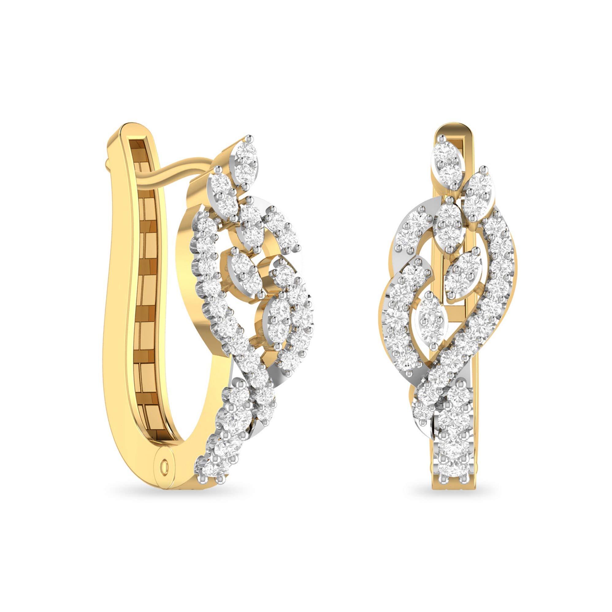 Yellow Gold and Solitaire Stud Earrings for Women-image-35